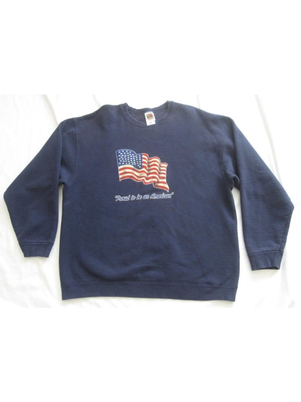 Vtg 90s Fruit of the Loom Proud To Be An American Sweatshirt XXL Crewneck Flag